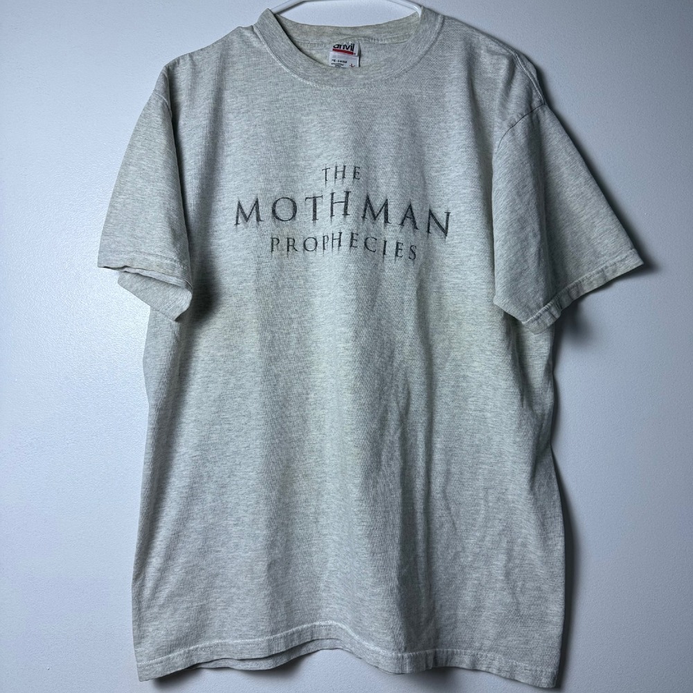 Vintage Mothman Prophecies Movie Promo T-Shirt Graphic Print‎ Tee Large Stained